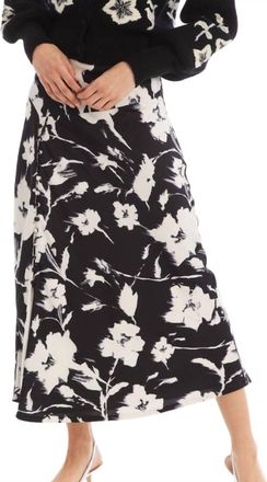 Allison Reese Floral Skirt In Black/ivory