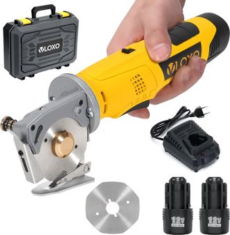 OEM Tijeras El&eacute;ctricas Para Coser Telas, Cortador Rotatorio Inal&aacute;mbrico Con Hoja De 70 Mm Para Textiles, Alfombras, Cuero Y Papel