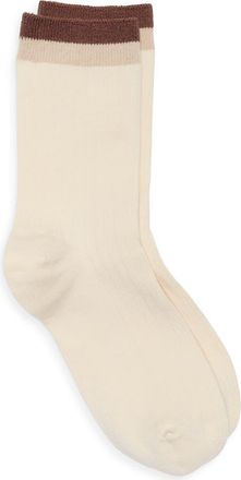 Nordstrom Tipped Wide Rib Dress Socks in Ivory Egret at Nordstrom, Size 9