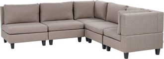 Beliani Modular Corner Sofa 5 Seater UNSTAD Fabric Brown Left Hand