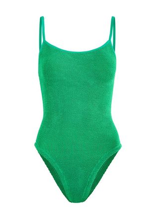 Hunza G Pamela Crinkle Swimsuit - Green - One Size
