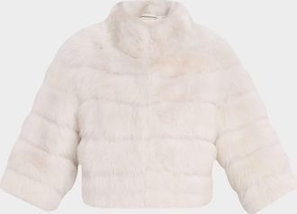 Gorski Lamb Shearling 3/4-Sleeve Crop Coat