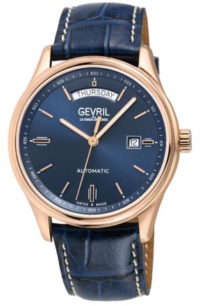 Gevril Group Mens Excelsior 48204 Swiss Automatic SW240 Watch - Blue Leather - One Size