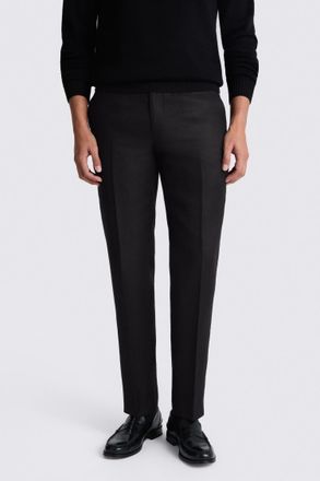 Moss Tailored Fit Black Twill Linen Trouser