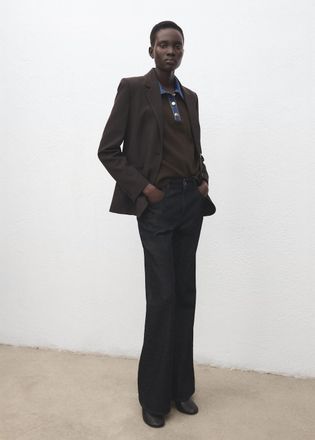 Mango Pullover collo di camicia combinato cioccolato - Donna - XXS - MANGO