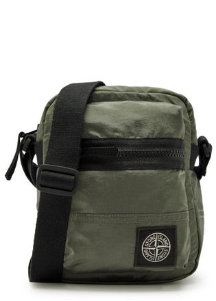 Stone Island Logo-appliqu&eacute;d Nylon Pouch bag - Green Sage - One Size