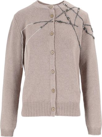 Fabiana Filippi Mocha Strass Embroidered Cardigan
