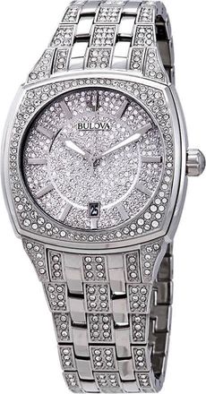 Bulova Swarovski Crystal Pave Mens Watch 96B296
