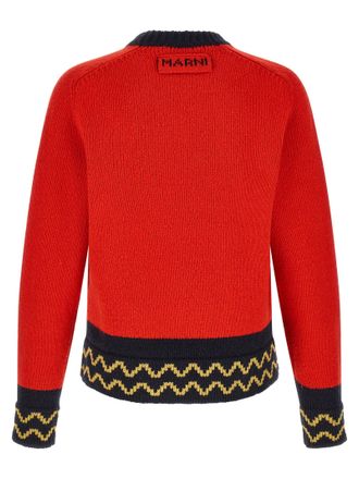 Marni Geometric Intarsia Sweater - Red