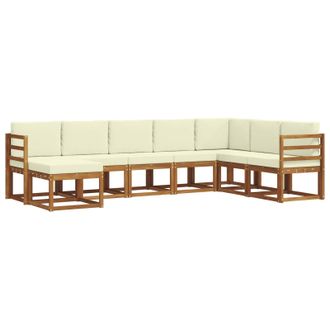 vidaXL Conjunto De Sof&aacute;s De Exterior Con Coj&iacute;n 8 Pcs Natural Y Crema Vidaxl