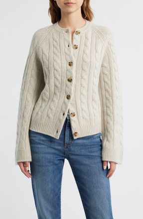 D&ocirc;en Virginie Cable Cashmere Cardigan in Cottage at Nordstrom, Size X-Large