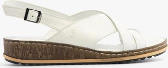 Hush Puppies Womens Hush Puppies ELENA Crossover Womens Wedge Sandals White - Size: 8