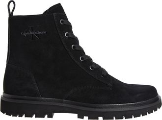 Calvin Klein Black Durable Sole Lace Closure Suede Ankle Boots