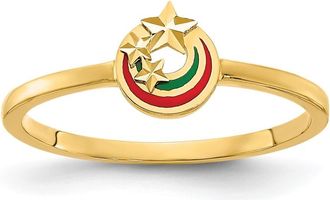 Diamond2Deal 14k Yellow Gold Enameled with Diamond-cut Stars Ring