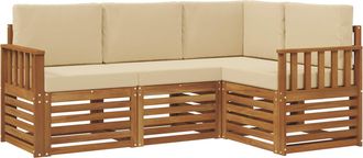 vidaXL Conjunto De Sof&aacute;s De Exterior 4 Uds. Natural Y Beige Poli&eacute;ster Vidaxl