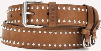 Miu Miu Studded suede Belt Female 90