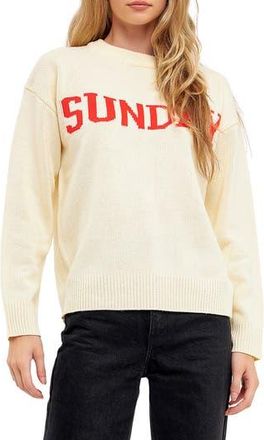 English Factory Weekday Motif Sweater in Ivory at Nordstrom Rack, Size Small