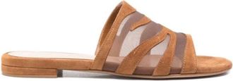 Gianvito Rossi Slip-on Platte Sandalen - Dames - Sandalen - Bruin - 36 1/2 EU - Leer - Schoenen