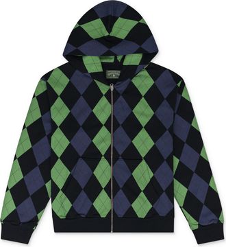 Denim Tears Green Intarsia Zip Hoodie
