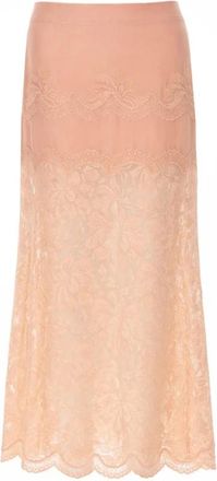 Paco Rabanne Lace Midi Skirt - Dames - Midirokken - Roze - S - Rokken