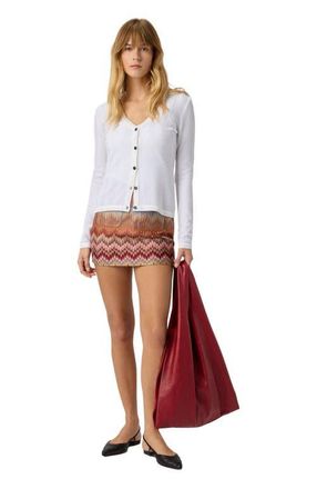 Missoni Tone-on-tone Zigzag Cotton And Viscose Cardigan in White at Nordstrom, Size 42 It