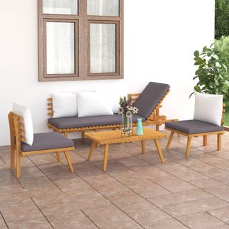 vidaXL Muebles De Jard&iacute;n 4 Piezas Con Cojines Madera Maciza De Acacia Vidaxl