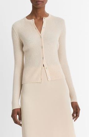 Vince Cashmere & Silk Rib Cardigan in 295Pls-Pale Sand at Nordstrom Rack, Size X-Large