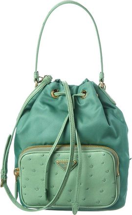 Prada Dnu Pack Prada Duet Tessuto & Ostrich Bucket Bag