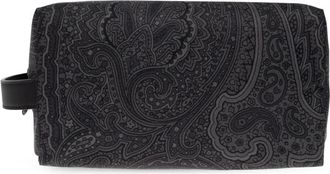 Etro Toilettas met patroon - Heren - Tassen - Zwart - Maat: ONE Size Polyamide