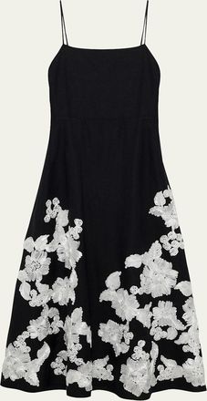 SIMKHAI Annabella Floral Embroidered Midi Dress