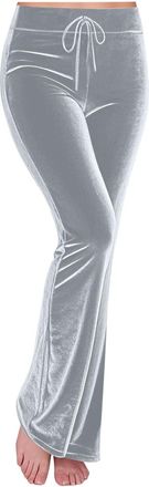 Generic Elegant Velvet Trousers for Women UK Soft Winter Warm Yoga Pants Ladies Fashion Wide Leg Straight Velour Trouser Leisure Solid Color Slim Fit Tracksui