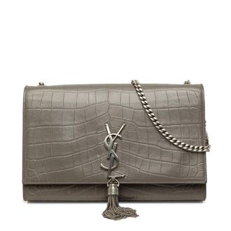 Saint Laurent Pre-owned Saint Laurent Medium Croc Embossed Leather Monogram Kate Tassel Crossbody Ladies JDWFPRXDUKO9YETR
