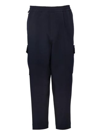 low brand elasticated-waist cargo pants - Blue