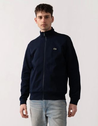 Lacoste Mens Lacoste Regular Fit Brushed Fleece Mens Zippered Sweatshirt - Navy Blue 166 - Size: 42