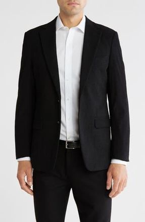 T.R. Premium Slim Fit Solid Cotton Blend Textured Blazer in Black at Nordstrom Rack, Size Xx-Large
