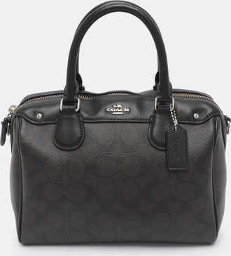 Coach Bennett Mini Brown/black Signature Coated Canvas And Leather Satchel