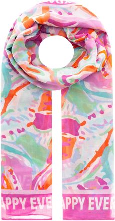Zwillingsherz Schal ZWILLINGSHERZ Be Happy Everyday, Damen, pink, Web, Obermaterial: 100% Polyester, Modet&uuml;cher Schal, farbenfrohes grafisches Muster mit Schriftzug
