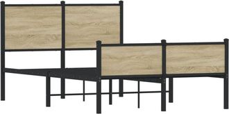 vidaXL Metal Bed Frame without Mattress Sonoma Oak 120x200 cm vidaXL