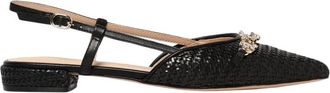 Twinset Sandalen met bandjes om de enkel - Dames - Ballerinas - Zwart - 36 EU - Leer - Schoenen