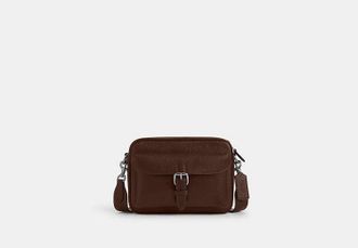 Coach Mens Warner Crossbody Bag in Brown | Leather