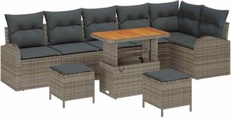 vidaXL Garden Sofa Set with Cushion 9 pcs Grey 90 x 55 x 71 cm vidaXL