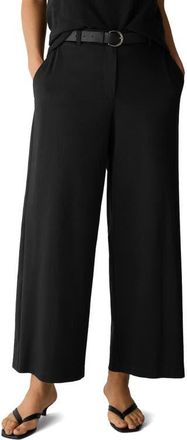 Eileen Fisher High Waist Ankle Wide Leg Pants in Black at Nordstrom, Size Xx-Small