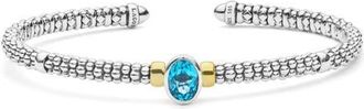 Lagos Signature Caviar 14k Gold Blue Topaz 8-Inch Cuff in Two-Tone at Nordstrom, Size 6.5