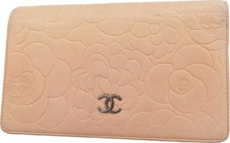 Chanel Pink Leather Long Wallet (Bi-Fold) (Pre-Owned)