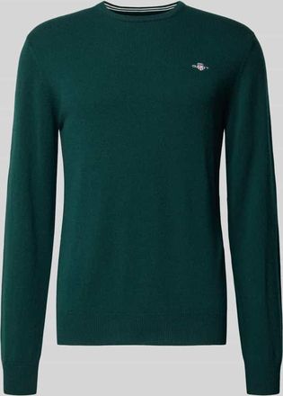 GANT Strickpullover aus reiner Lammwolle mit gerippten Abschlüssen in Dunkelgruen, Größe XXXL