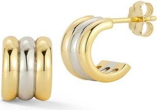 Glaze Jewelry Triple Row Huggie Hoop Earrings in Two Tone at Nordstrom Rack