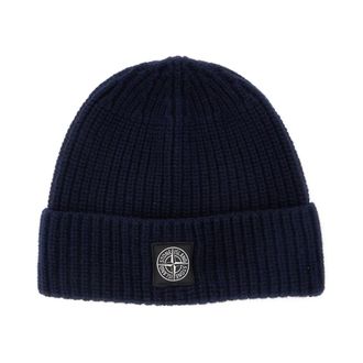 Stone Island Beanies, male, Blue, Size: ONE SIZE Beanie Hats for Stylish Headwear