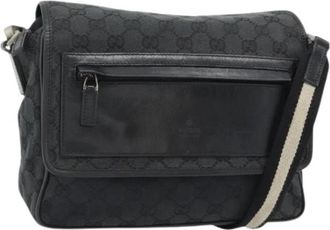 Gucci Pre-owned GG Canvas Shoulder Bag - Dames - Vintage Schoudertas - Zwart - ONE Size - Leer - Vintage