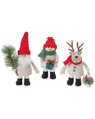Melrose International Set Of 6 Plush Santa Snowman & Moose