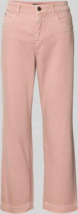 Marc Cain Feminine Fit Jeans mit Fransen und Eingrifftaschen in Rosa, Gr&ouml;&szlig;e 42
